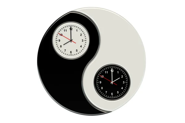 Wall clock with yin yang symbol — Stock Photo, Image