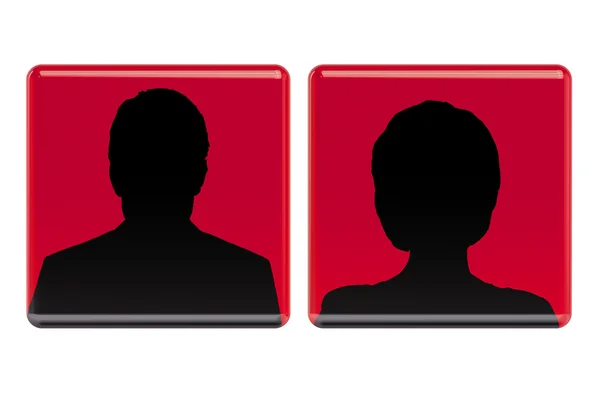 Красные аватары, женщины и мужчины — стоковое фото