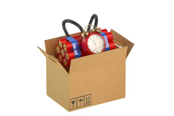 Timer Bomb in the cardboard box — Stock Photo, Image