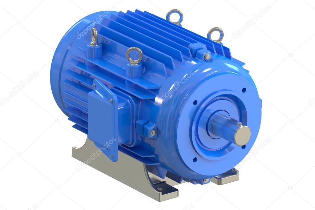 Blue industrial electric motor