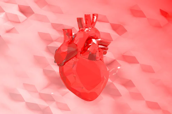Abstracto rojo bajo poli corazón —  Fotos de Stock
