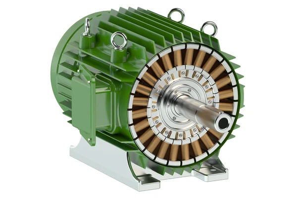 Green industrial electric motor — Stock Photo, Image