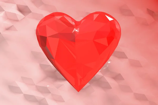 Abstrakte rote Low-Poly-Herz Hintergrund — Stockfoto