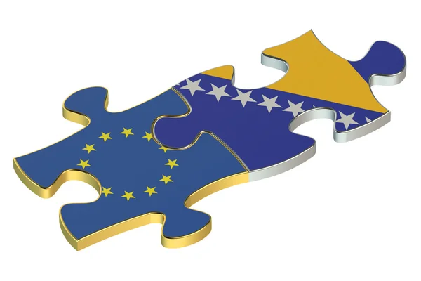 Bosnia y Herzegovina con rompecabezas de la UE de banderas —  Fotos de Stock