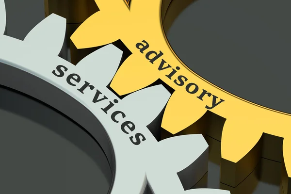 Advisory services-concept op de tandwielen — Stockfoto