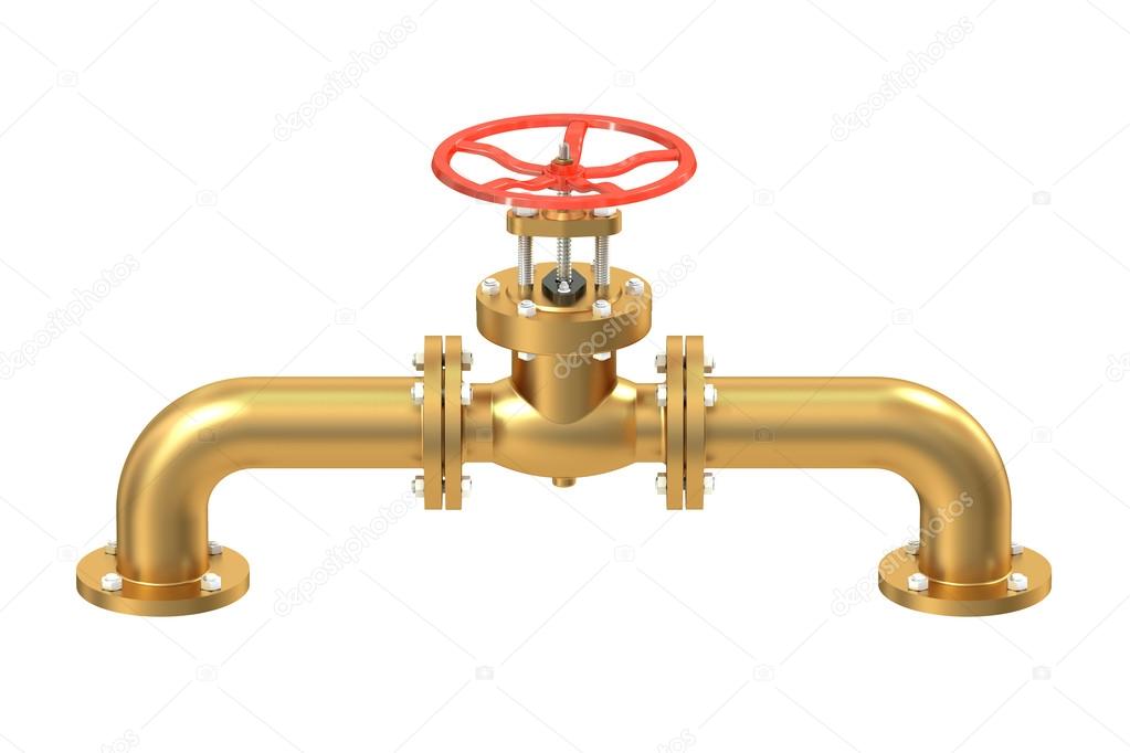 copper pipeline with valve