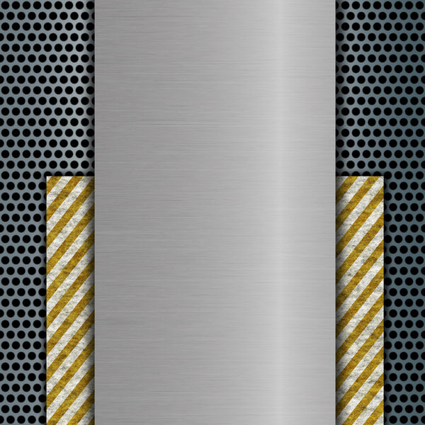 Металлический шаблон и предупреждающий знак
