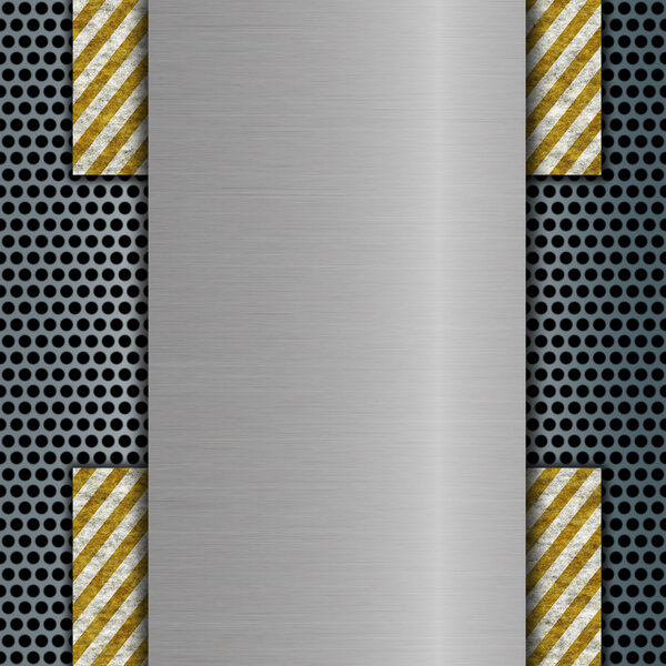 Металлический шаблон и предупреждающий знак
