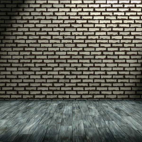 Brick wall and wooden floor — Stock Photo, Image