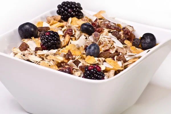 Cereales en tazón blanco — Foto de Stock