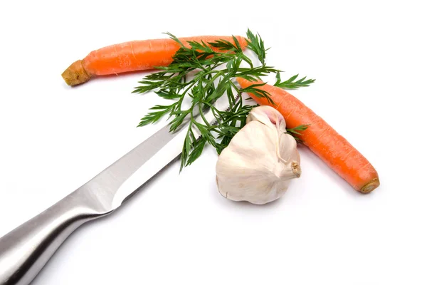 Vegetables and knife — Stock Photo, Image