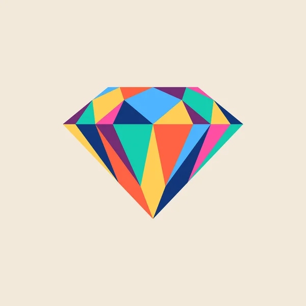 Illustration Vectorielle Diamant Brillant Multicolore — Image vectorielle