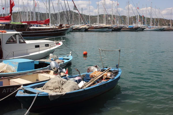 Fishing boats moored in fethiye — Stock Photo, Image