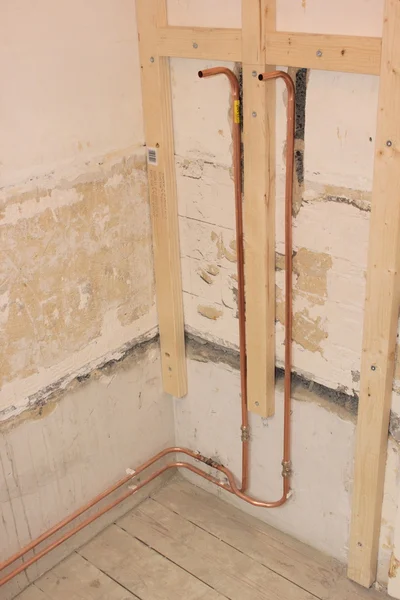 Plumbing in a bathroom for a shower — Stock Photo, Image