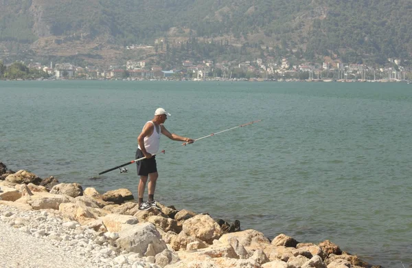 An unknown turkish man fishing — Stock Photo, Image