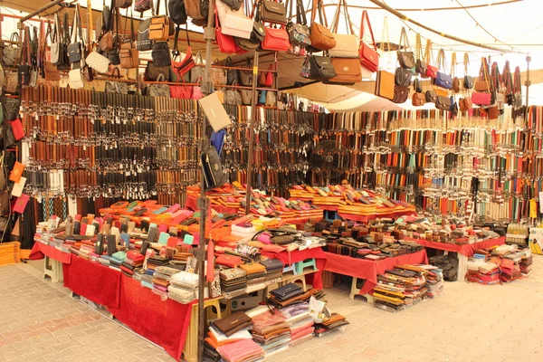 Leather goods for sale — Stock Photo, Image