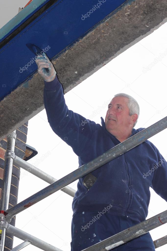 Working from a scaffold tower