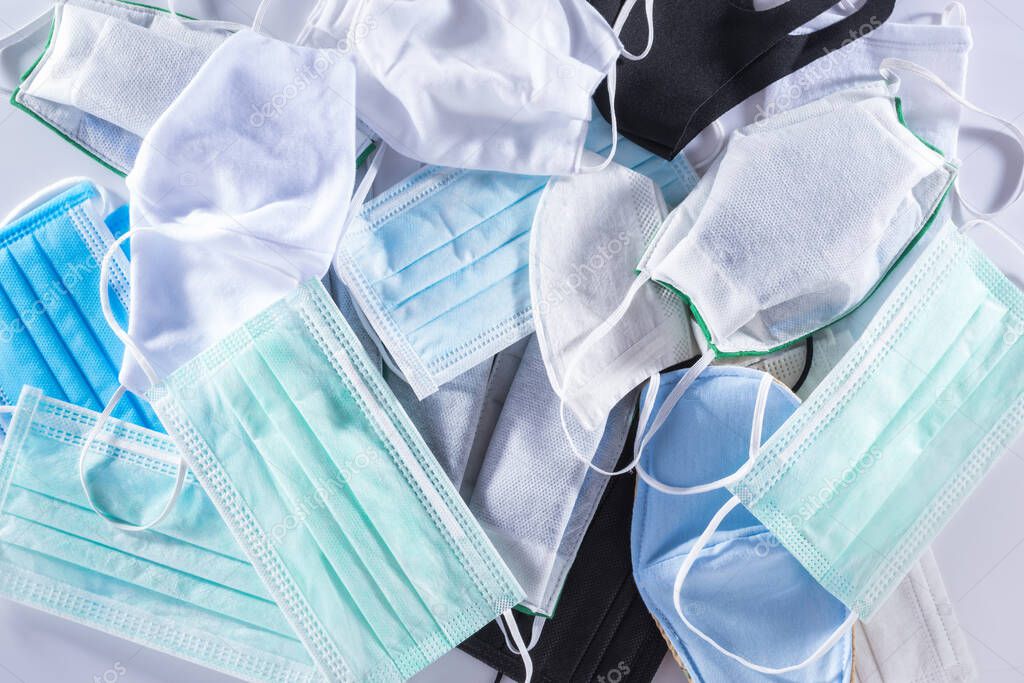 surgical mask a pile for spread protection anti bacteria and Corona virus Disease (COVID-19).