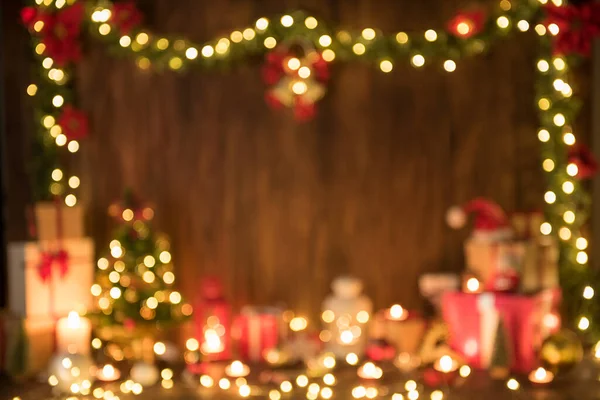 Fundo Borrado Feliz Natal Feliz Ano Novo Decoração Com Luzes — Fotografia de Stock