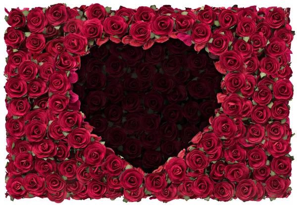 ハッピーバレンタインデーハート形で赤いバラの美しい背景とともにコピースペース — ストック写真