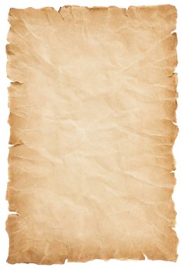 Eski parşömen kağıdı eski ya da doku beyaz arkaplanda izole edilmiş.