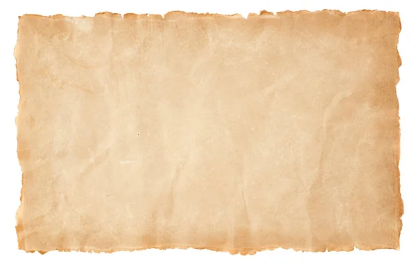 Old Parchment Paper Sheet Vintage Aged Texture Isolated White Background — Stock Photo, Image