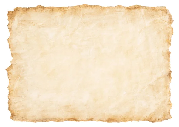Old Parchment Paper Sheet Vintage Aged Texture Isolated White Background — Stock Photo, Image