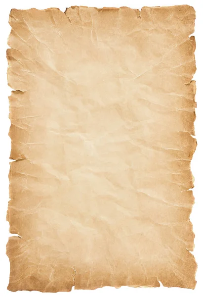 Old Parchment Paper Sheet Vintage Aged Texture Isolated White Background — Stock Photo, Image