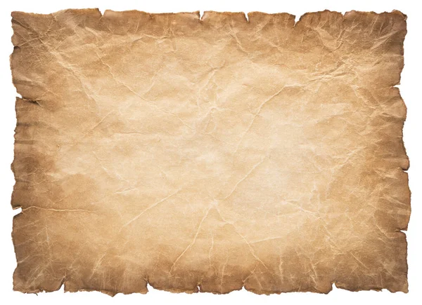Old Parchment Paper Sheet Vintage Aged Texture Isolated White Background — Stock Photo, Image