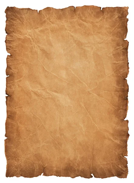 Old Parchment Paper Sheet Vintage Aged Texture Isolated White Background — Stock Photo, Image