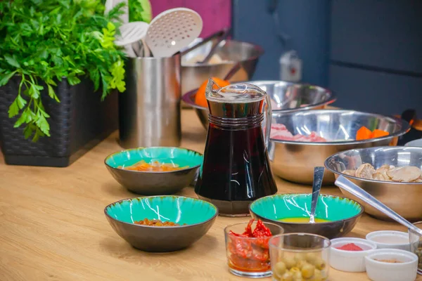 Muchos Productos Diferentes Cocina Para Cocinar Foto Alta Calidad — Foto de Stock