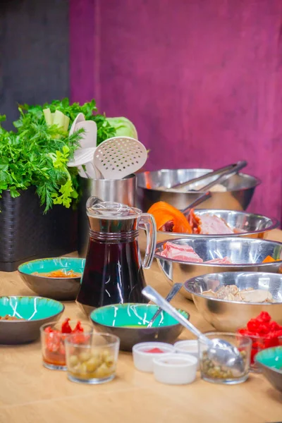 Muchos Productos Diferentes Cocina Para Cocinar Foto Alta Calidad —  Fotos de Stock