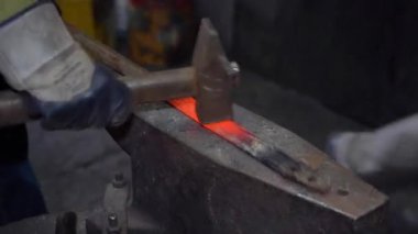 The process of working in a forge