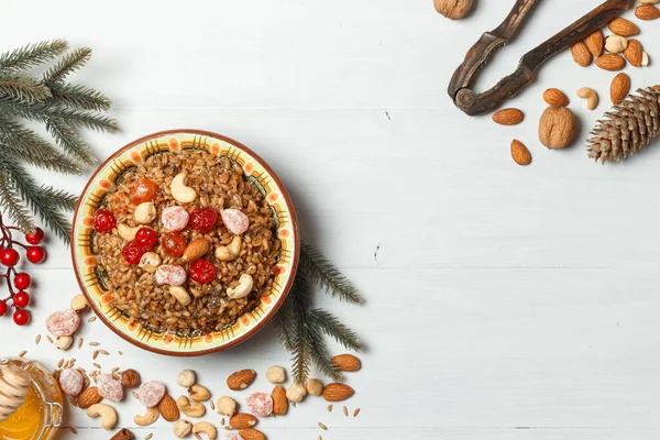 Gachas Tradicionales Navidad Hechas Trigo Con Semillas Amapola Miel Nueces — Foto de Stock