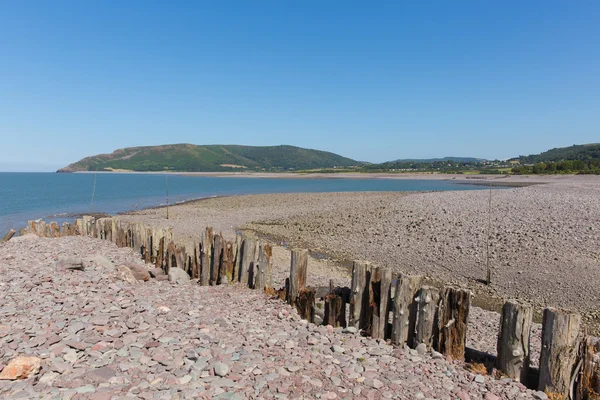 Porlock Weir beach Güney Batı Sahili yolda yaz İngiltere İngiltere Exmoor miras kenarı Somerset — Stok fotoğraf