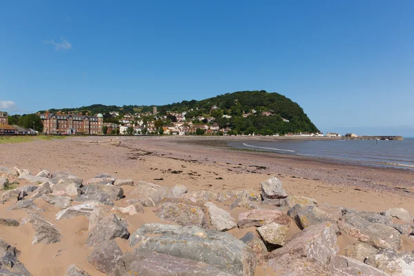 Minehead spiaggia Somerset Inghilterra uk in estate con cielo blu in una bella giornata — Foto Stock