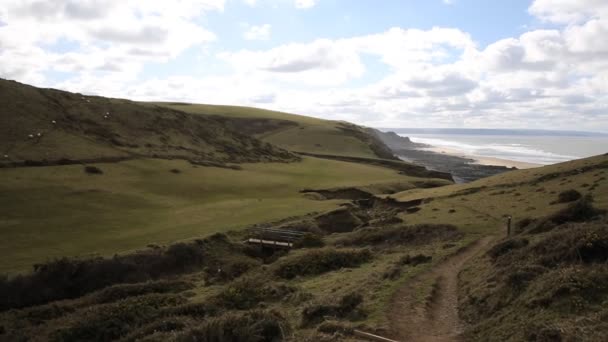 Côte de Sandymouth Cornouailles du Nord Angleterre Royaume-Uni sur le chemin de la côte sud-ouest vers Bude Cornouailles Angleterre UK pan 