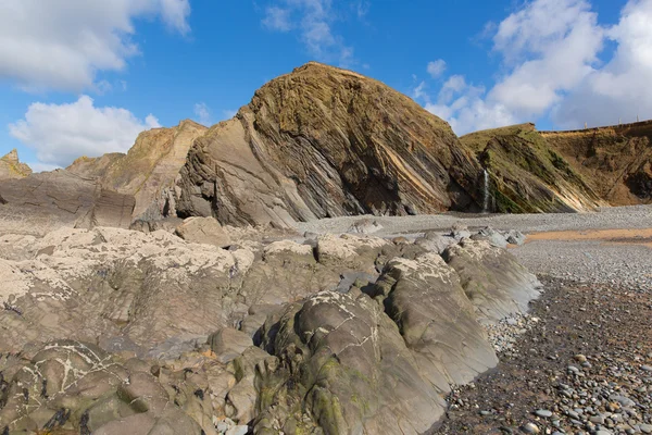 Sandymouth Cornwall Uk Anglii z niezwykłych piękne formacje skalne w pobliżu Bude — Zdjęcie stockowe