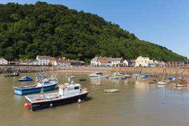 Minehead harbour Somerset England uk in summer with blue sky on a beautiful day clipart