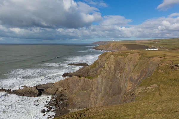 Północne Wybrzeże Kornwalii w usta Northcott z południowej west coast path Anglii Uk w pobliżu Bude — Zdjęcie stockowe