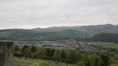 Stirling İskoçya İngiltere kırsal ve kent merkezinden ünlü Kalesi ve turistik cazibe ile panoramik