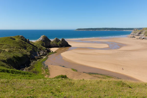 3 Cliffs Bay the Gower Galles uk in sole estivo bella parte della penisola — Foto Stock