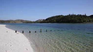 Gümüş Morar Sands güzel beyaz kumlu plaj İskoçya'da temizlemek turkuaz deniz Arisaig üzerinden sahil Morar Batı kıyısında Mallaig güneyinde bulunan İskoçya İngiltere için