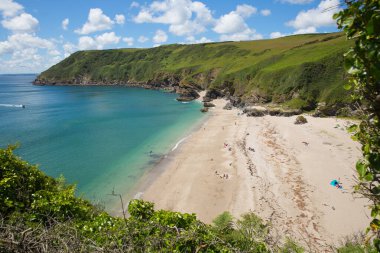 Beach Cornwall England Lantic Bay near Fowey and Polruan with turquoise sea