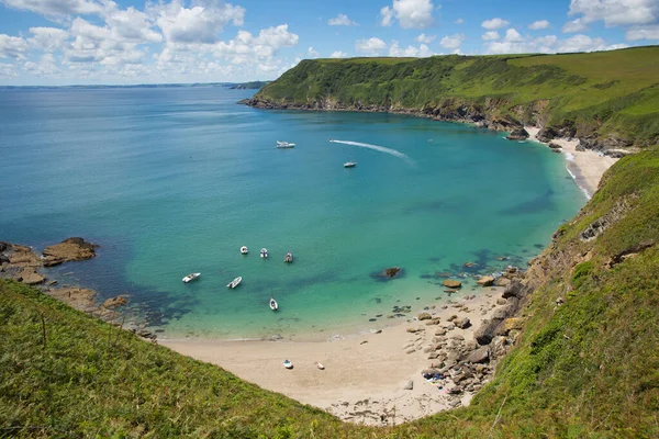 Barcos Iates Lantic Bay Cornwall Perto Fowey Polruan Verão — Fotografia de Stock