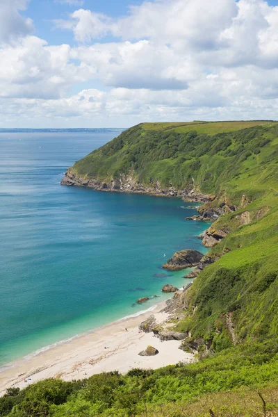 Εκπληκτική Παραλία Cornwall Και Θέα Ακτή Lantic Bay — Φωτογραφία Αρχείου