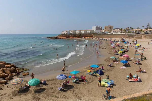 Playa Flamenca Alicante Spain Прекрасная Летняя Погода Привлекла Отдыхающих Пляж — стоковое фото
