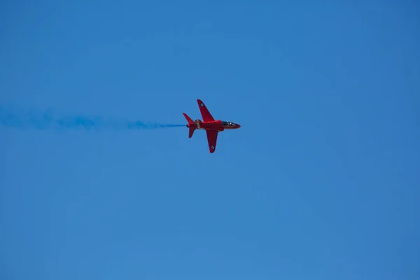 Red Arrows Jet Weston Air Festival Gyönyörű Kék Nyári Időjárás — Stock Fotó