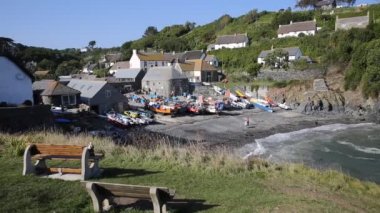 turistler ve ziyaretçiler cadgwith plaj ve liman cornwall Birleşik Krallık zevk