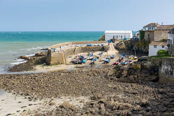 Traditional Cornish harbour Coverack Cornwall England UK coastal fishing village on the Lizard Heritage coast South West England on a sunny summer day